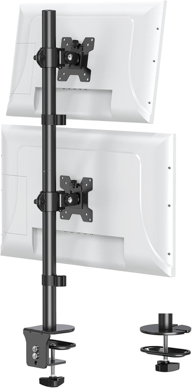Vertical Dual Monitor Stand, Stacked Monitor Mount for 2 Monitors Up to 32 inche
