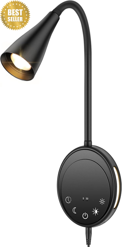 LED Reading Lamp, 5 Dimmable 5 Brightness Levels, 360°Flexible Gooseneck Eye-Pro