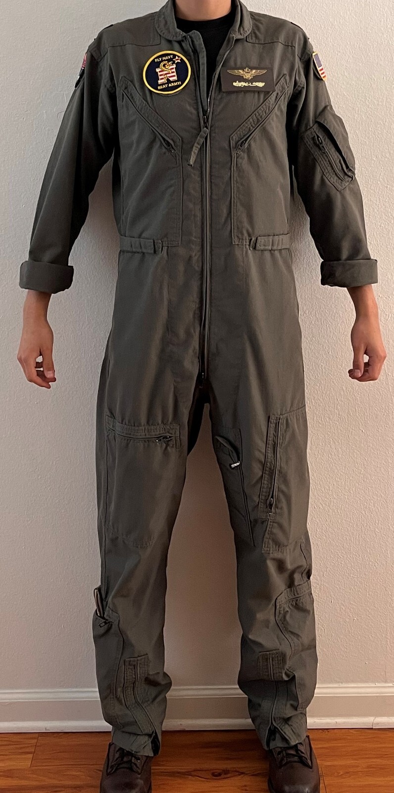 スーツ ohal / US ARMY SUIT US Navy Nomex Flight Suit Coveralls Flyers Sage Green / Tan