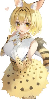 Anime girls serval kemono friends blonde yellow eyes Gaming Mat Desk Pad