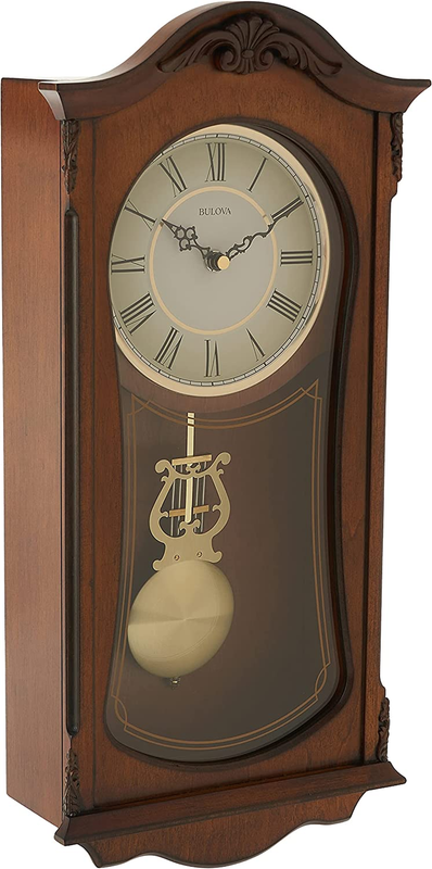 C3542 Cranbrook Wall Mount Analog Wooden Chiming Clock, Brown