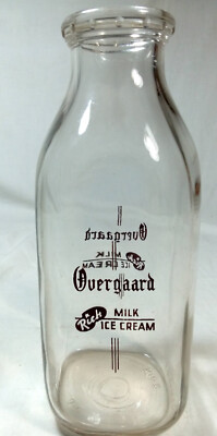 Overgaard 1 Quart Vintage Milk Bottle -  Rich Milk Ice Cream 