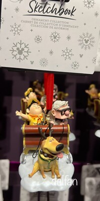 2024 Disney Parks Pixar Up Christmas Ornament Russell Carl Sleigh Dug Reindeer