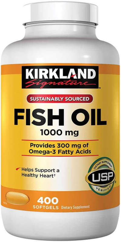 kirkland foods Fish Oil 1000 Mg 400 Softgels 2Pack omega 3 deep sea fish  acids