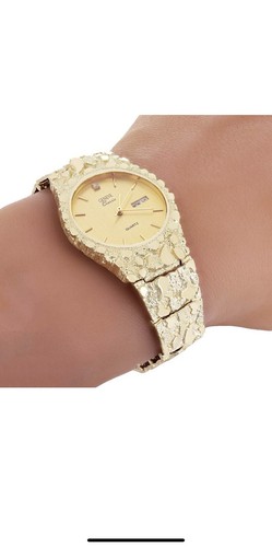 Pre-owned Geneve 10k Gold Nugget Watch