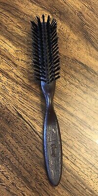 Vintage Goody Styling Hair Brush Nylon Bristles Sculpted Handle Faux Wood Grain