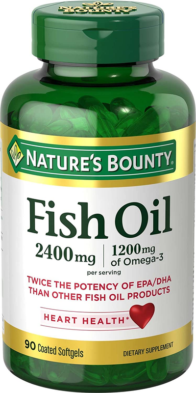 Nature’S Bounty Fish Oil, Supports Heart Health, 2400Mg, Coated Softgels, 90 Ct.
