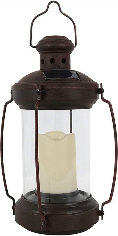 Sunnydaze Hanging Solar Light with LED Light and Candle - 12-Inch Outdoor Solar