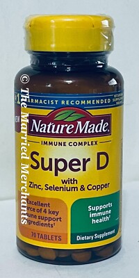 Nature Made Super D Immune Complex Zinc Selenium Copper 70 tablets 3/2025 FRESH!