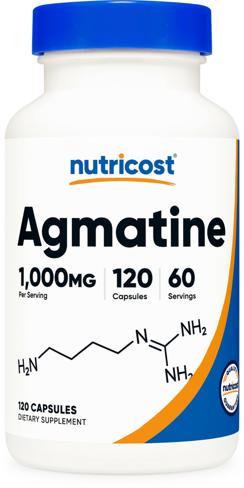 Nutricost Agmatine Sulfate 1000 мг, 120 капсул, 60 порций - 500 мг на капсулу