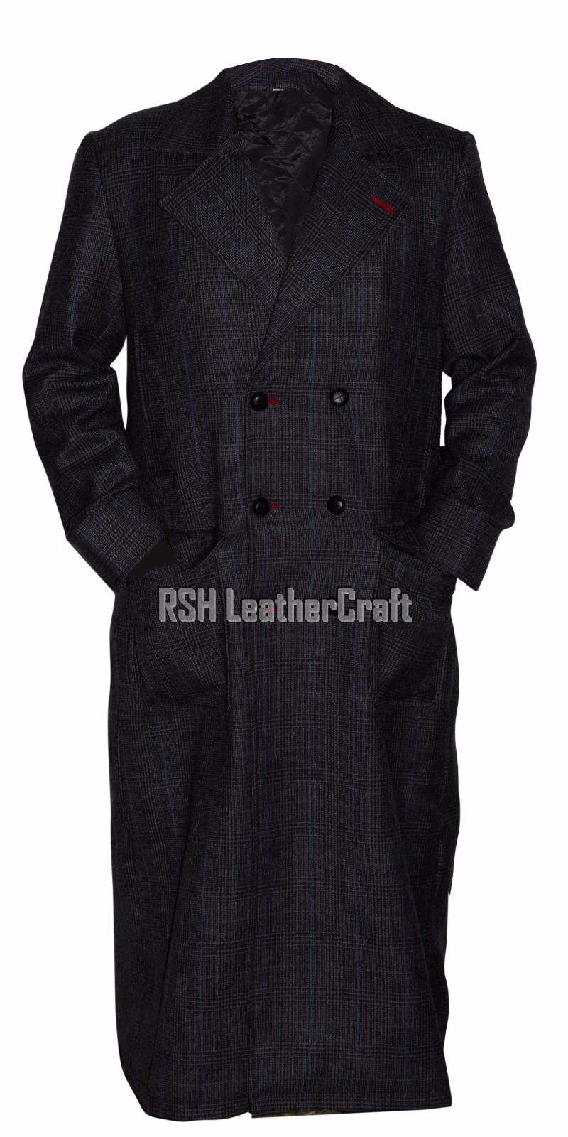 Pre-owned Rsh Leathercraft Women's Sherlock Holmes Benedict Cumberbatch Premium Pure Wool Tweed Grey Coat In Gray