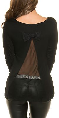  Koucla Shirt Top Shirt -Bluse mit Netz und Schleife   