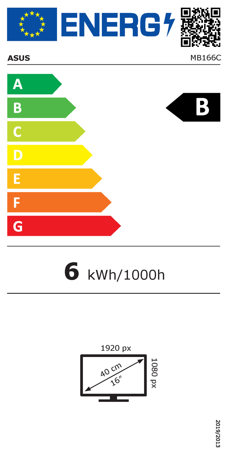 Clasificación energética:B Label