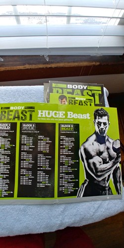 BODY BEAST DVD WORKOUT W/NEW CALENDAR, BONUS CD & BOOK OF BEAST
