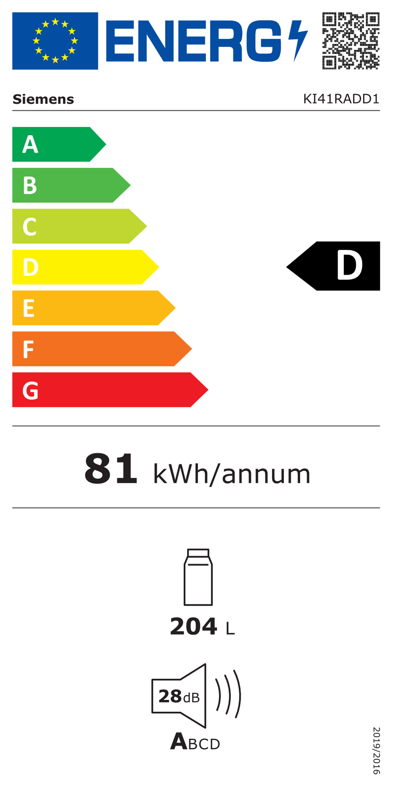 EEK:D Energieeffizienzklasse D
