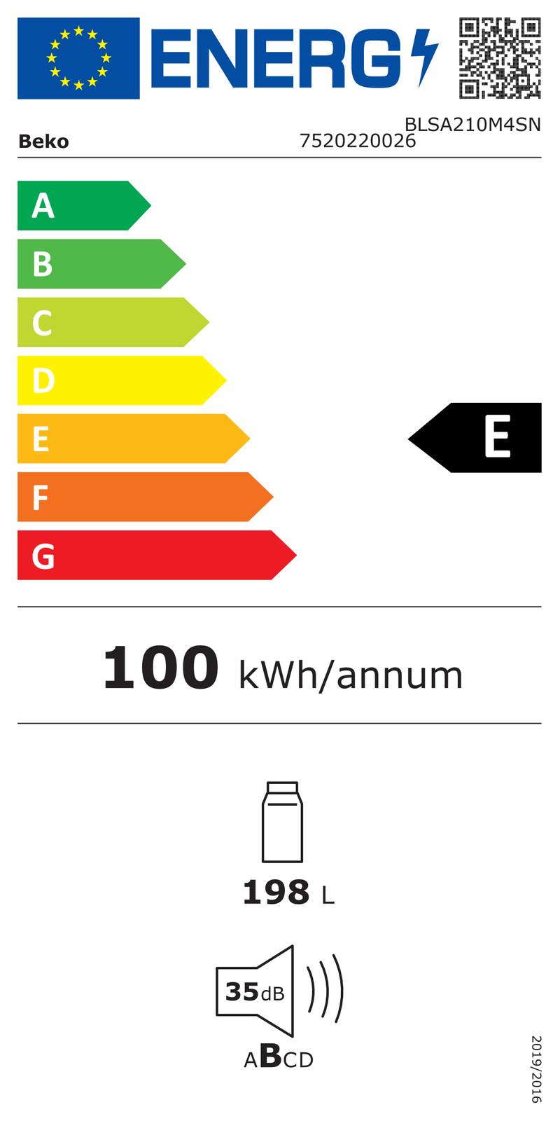 EEK:E Energieeffizienzklasse E