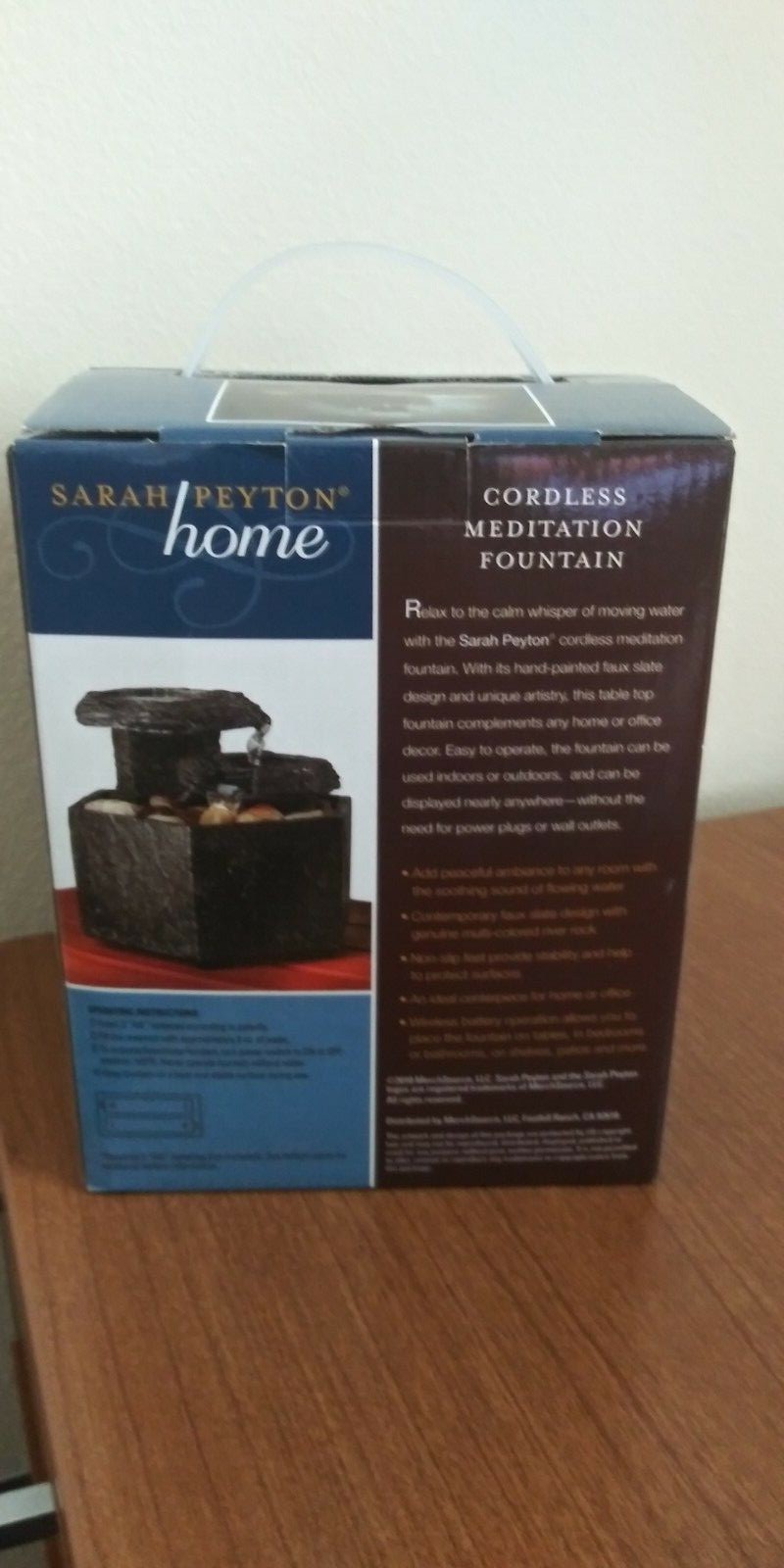 Sarah Peyton Home Cordless Meditation Fountain Stone Pilars Two Level Waterfall