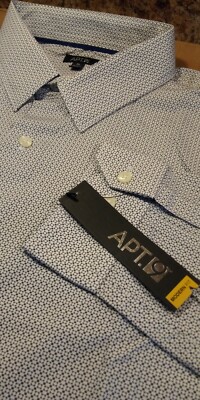 Men's Apt.9 Modern Fit Cotton Shirt X-Large White w/Gray Blk