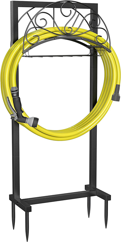 Holder, Detachable Metal Hose Stand With Storage Basket, Freestandin