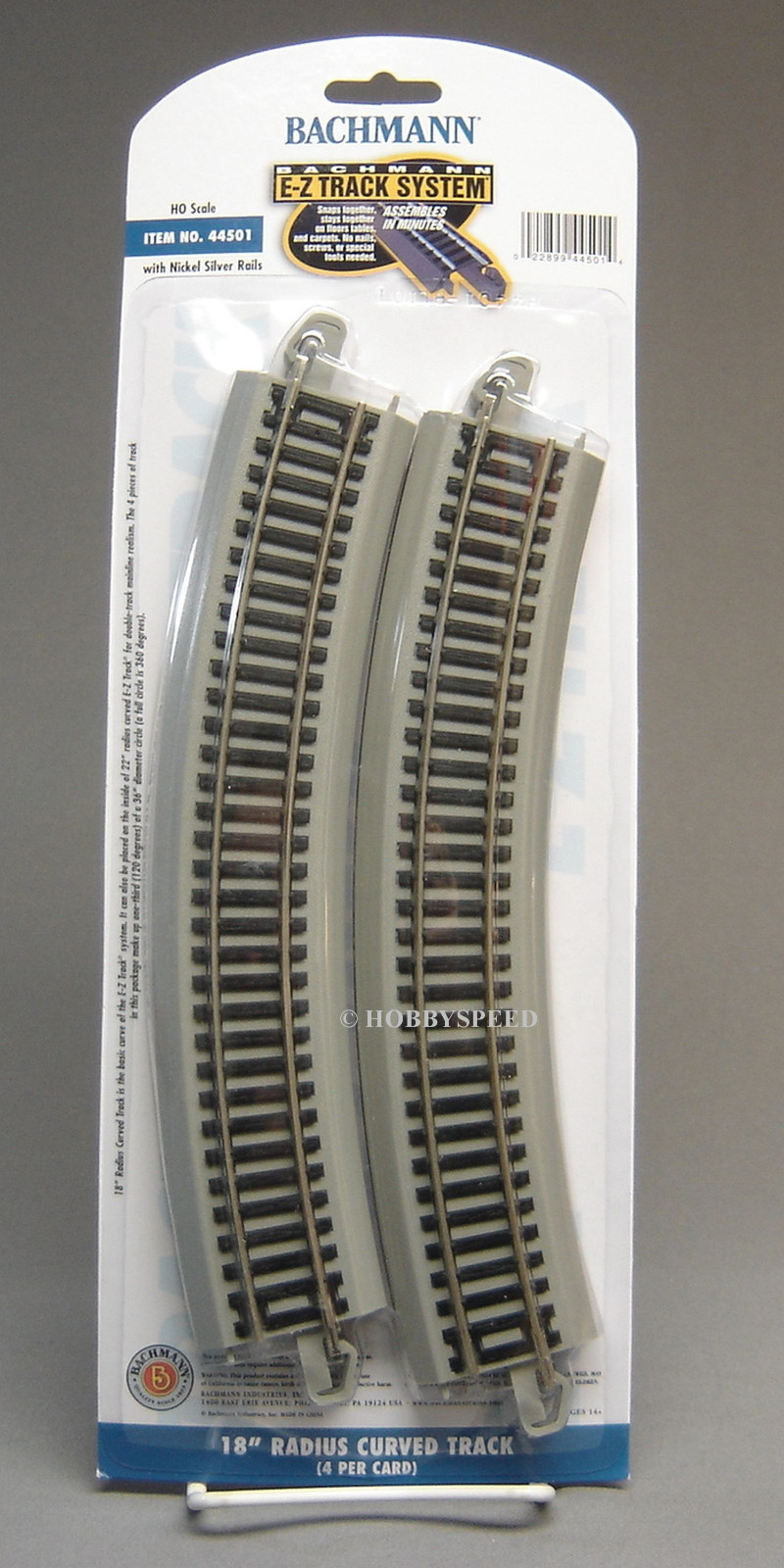 BACHMANN E-Z TRACK HO 18" RADIUS CURVES 4pcs nickel silver roadbed BAC44501 NEW