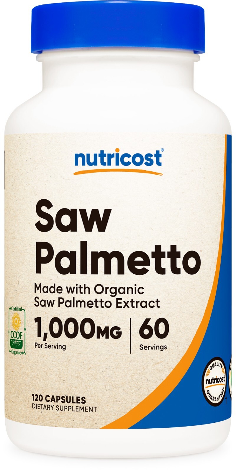 Nutricost Made with Organic Saw Palmetto 1000 мг на порцию, 60 порций, 120 капсул