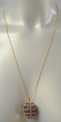 Vintage Colorful Swarovski Crystal Egg Pendant Hand Made Chain Necklace 22