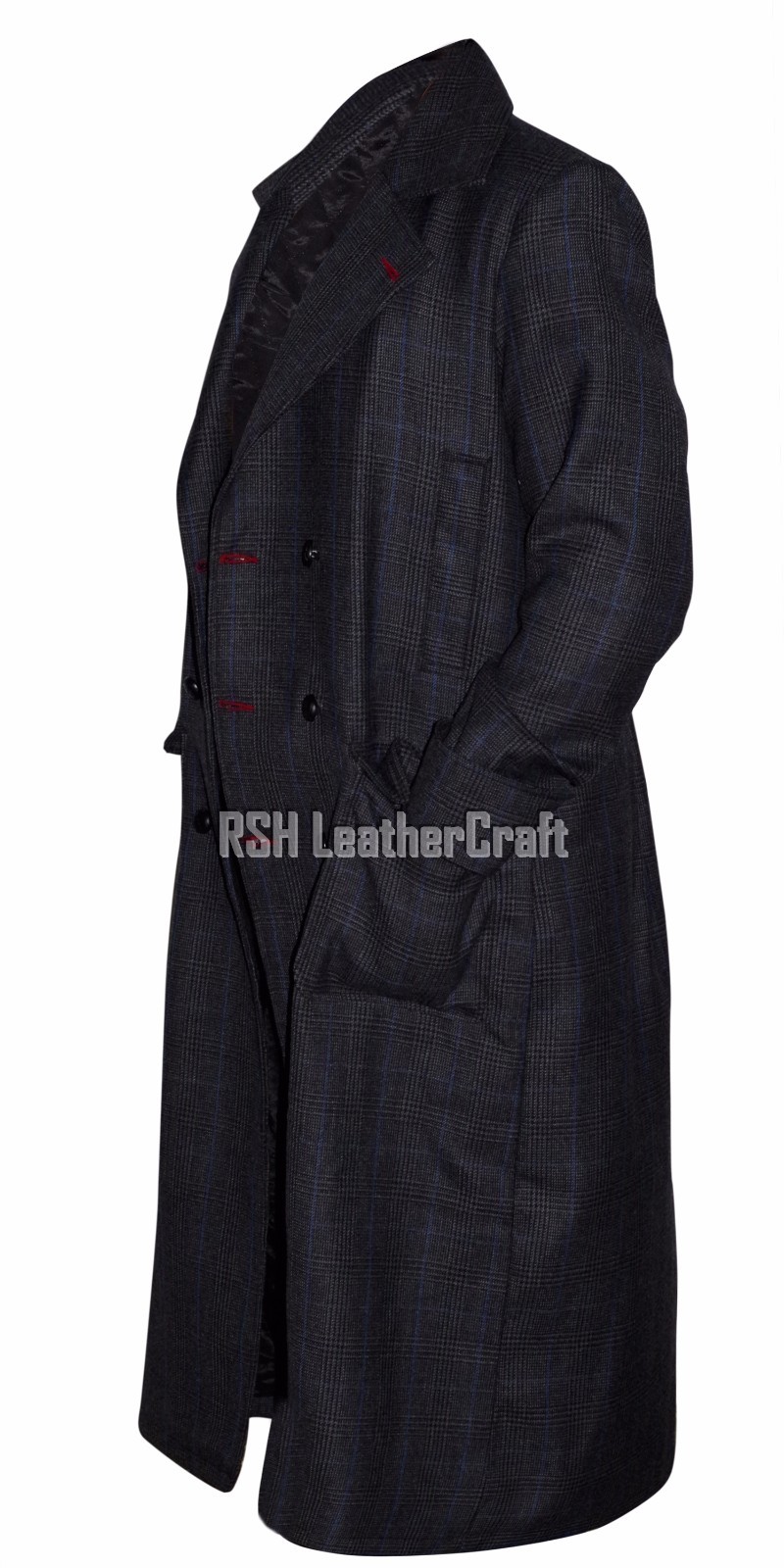 Pre-owned Rsh Leathercraft Women's Sherlock Holmes Benedict Cumberbatch Premium Pure Wool Tweed Grey Coat In Gray