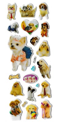 3D puffy Stickers DOGS PUPPIES dog puppy bone   #JF-1187 dish box