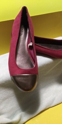 Women's Merona Faux Seude Capped Toe Ballet Flat Maroon Brand New Sz 6 #151