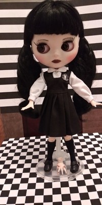 Custom icy Blythe Wednesday Addams Family OOAK.'' BJD Joint Doll With Thing