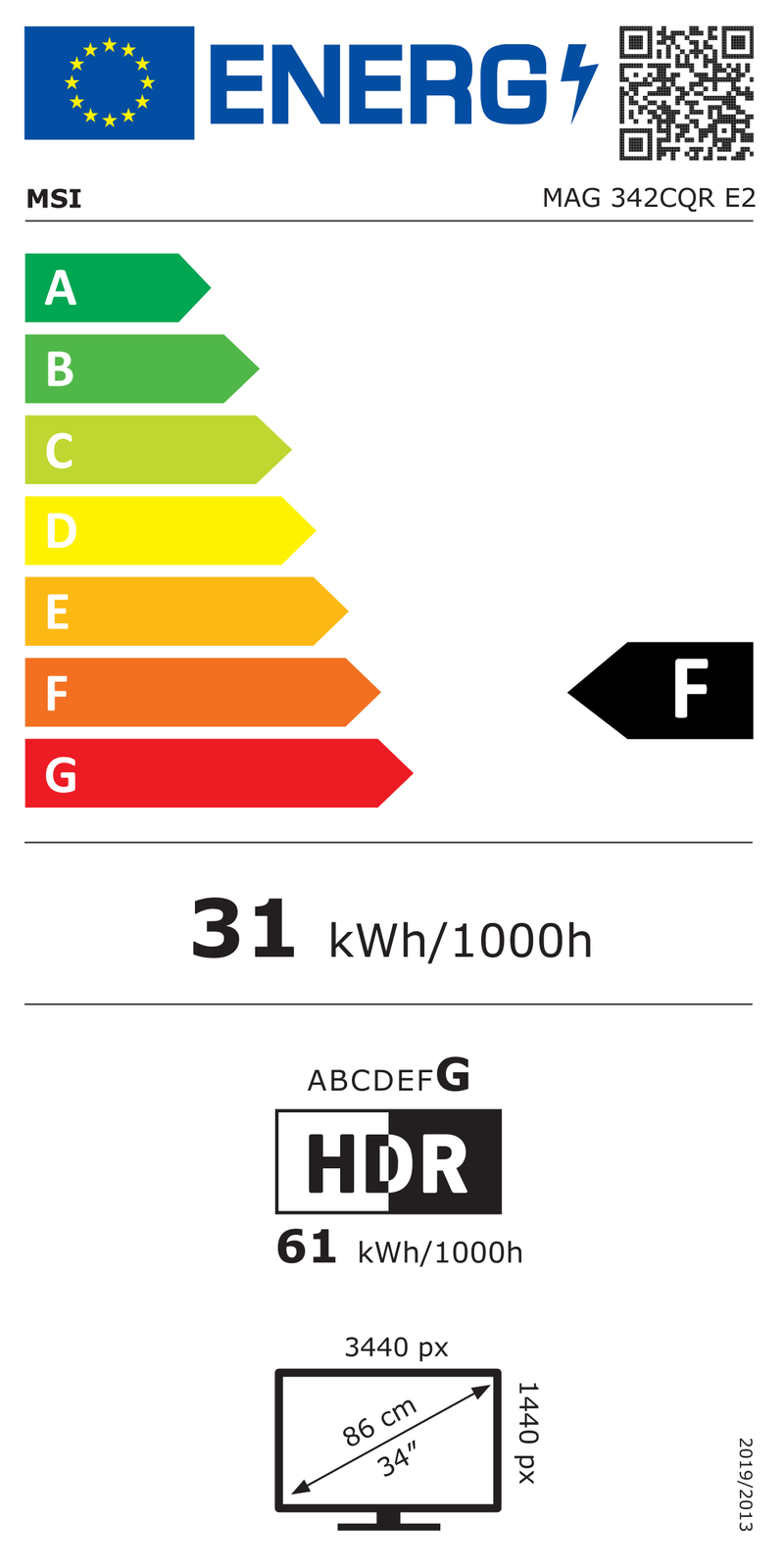 EEK:F Energieeffizienzklasse F