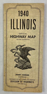 1940 Illinois, Official Highway Map, Division of Highways, Vintage Road Map