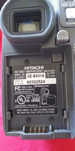 Hitachi DVD Cam DZ-BX31A Camcorder Working..No Disc