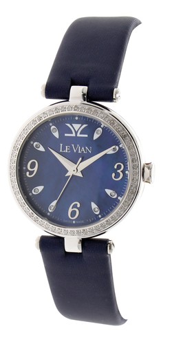 Pre-owned Le Vian Levian Watch Featuring Vanilla Diamonds In Steel With A Satin Leather Strap