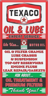 TEXACO LUBE OIL CHANGE SERVICE GAS STATION OLD SIGN REMAKE ALUMINUM SIZE OPTIONS