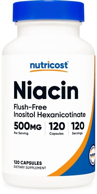 Nutricost Niacin (Flush-Free) Inositol Hexanicotinate 500mg, 120 Cap, Vitamin B3
