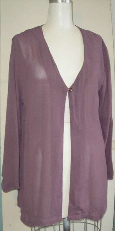 Cute Sheer One Button Long Sleeve Jacket Size Extra Small-heather Purple