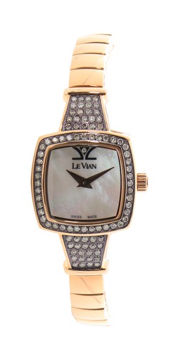 Pre-owned Le Vian Levian Watch Featuring Chocolate And Vanilla In Stainless Steel Strap