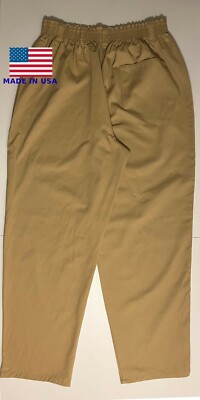 4 Khaki pants twill baggy scrub 5XL elastic waist made in USA Plus Size
