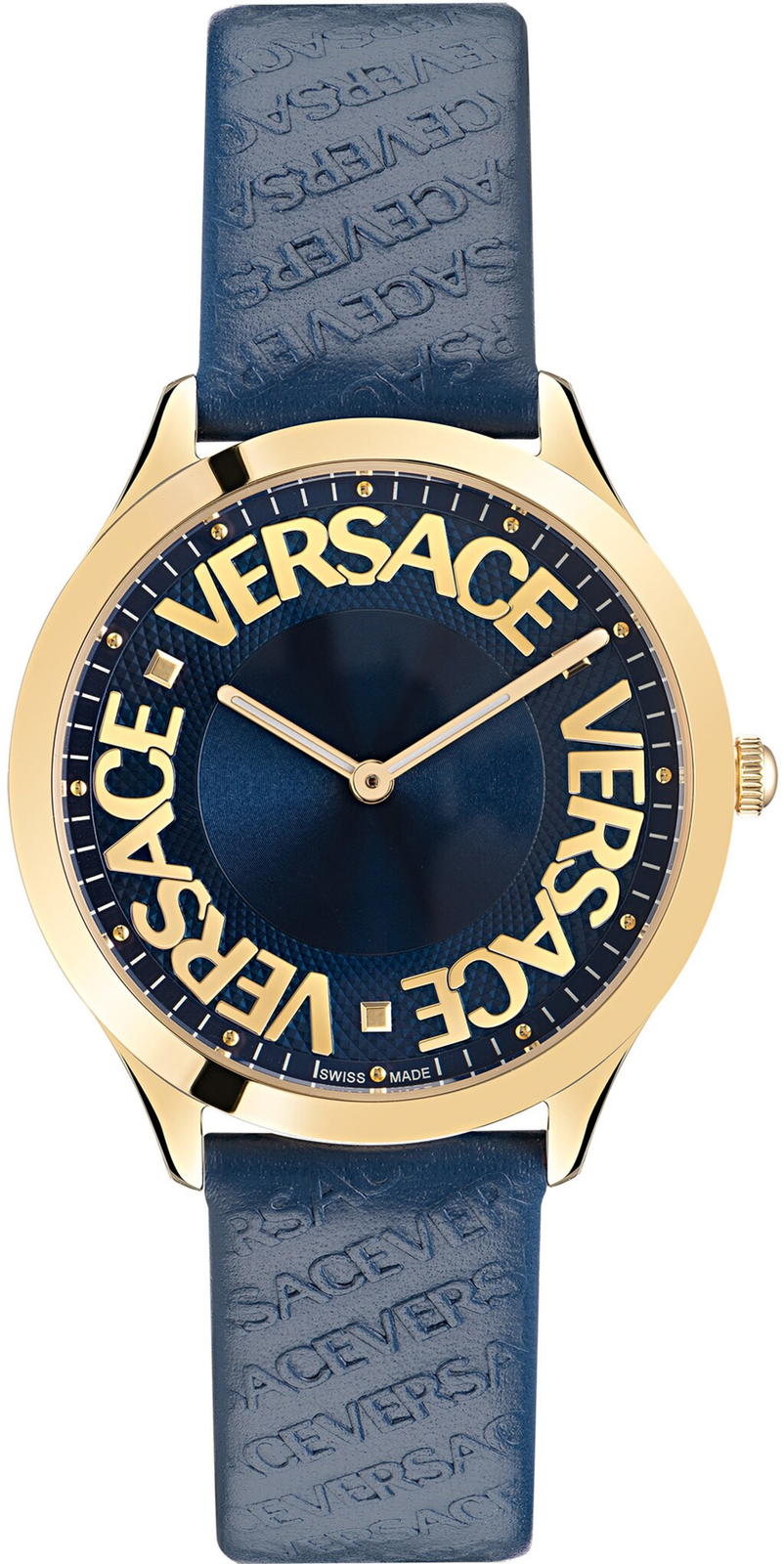 Versace VE2O00322 Logo Halo blue gold Leather Women's Watch Versace VE2O00322 Logo Halo blue gold Leather Women's Watch