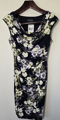 CONNECTED APPAREL Womens Sleeveless Cowl Neck Midi  Sheath Dress MSRP $80