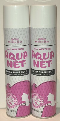 2PK AQUA NET EXTRA SUPER HOLD HAIRSPRAY FRESH SCENT ALL WEATHER 11 OZ