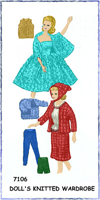 7106 Vintage Doll Clothing Pattern fits Barbie 11.5 in. Mail Order Crochet Knit