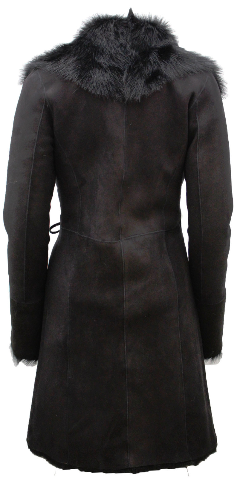 Pre-owned Infinity Ladies Black 3/4 Wrap Toscana And Merino Sheepskin Leather Coat