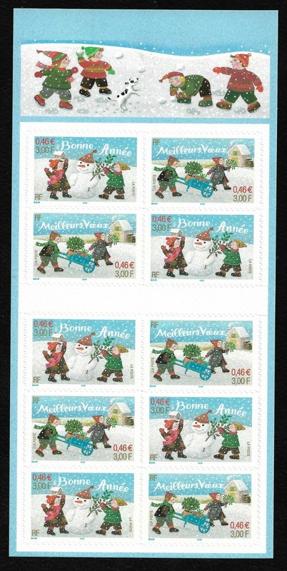 Carnet Timbres France Neufs AutoadhÃ©Sifs 2001 NÂ°Bc31 / Bc 3440a Bonne AnnÃ©E