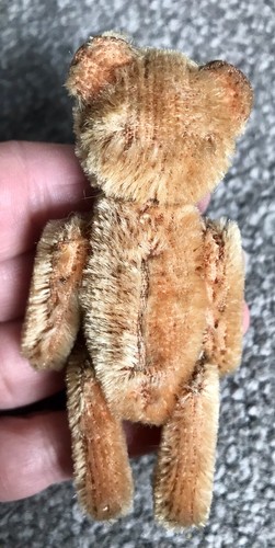 Antique Germany Mini Peach SCHUCO Jointed Teddy Bear Powder Compact & Lipstick