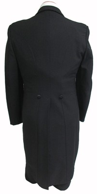 Men's Black Tailcoat Full Dress 100% Wool Satin Notch Lapels Wedding Mason 41L