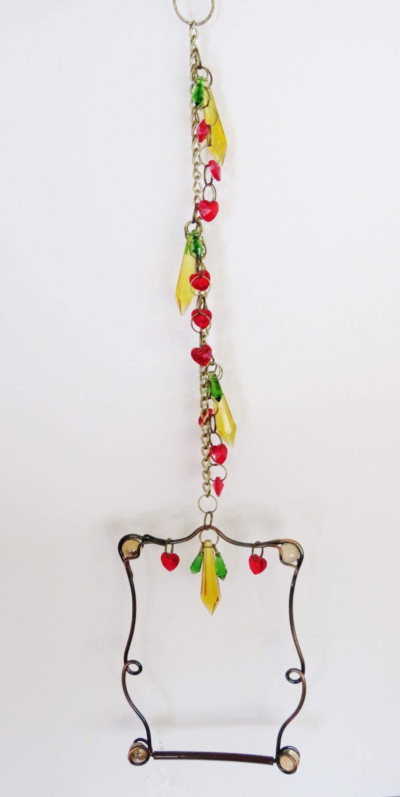 Copper Beaded Hummingbird Swing With Sun Catcher Chain  - 21 inches long !