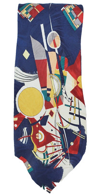 THE GALLERY COLLECTION Kandinsky Black Welft 4'' x 58'' SILK necktie tie colorful