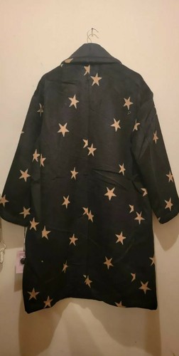 Pre-owned Avec Les Filles Star-print Wool Coat Black/camel Stars Sz M